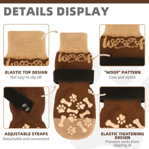 KOOLTAIL Dog Socks Shoes for Hot/Cold Pavement to Prevent Licking Paws, Winter Dog Boots & Paw Protector for Hardwood Floors Anti Slip,Traction Control Grip Booties for Small Medium Large Senior Dogs - Image 2