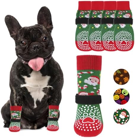 KOOLTAIL Anti Slip Dog Socks for Hot/Cold Pavement to Prevent Licking Paws, Dog Boots&Paw Protector with Grippers for Hardwood Floors, Traction Control No Twist Booties for Small Medium Large Dogs by KOOLTAIL