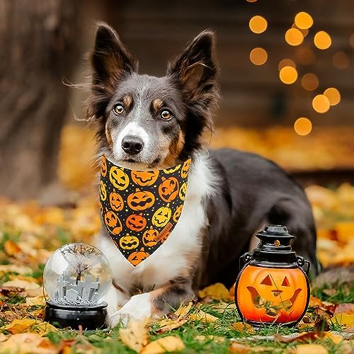 ADOGGYGO Halloween Bandanas for Dogs, Cute Bat Pumpkin Dog Scarf, Large - Image 3