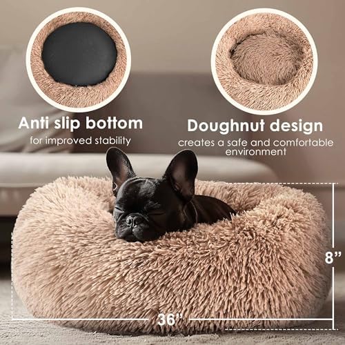 Extra Large Dog Beds, 36in Human Dog Anxiety Relief Comfort Bed (Camel) - Image 3
