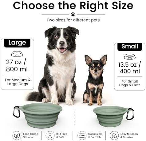 OHMO Large Collapsible Dog Bowls for Travel, 27oz, 2pcs, Camo&Sage Green - Image 2