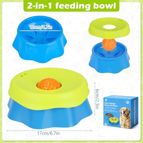 2in1 Dog Lick Bowl with Rolling Ball,Slow Feeder for Dogs & Cats - Image 2