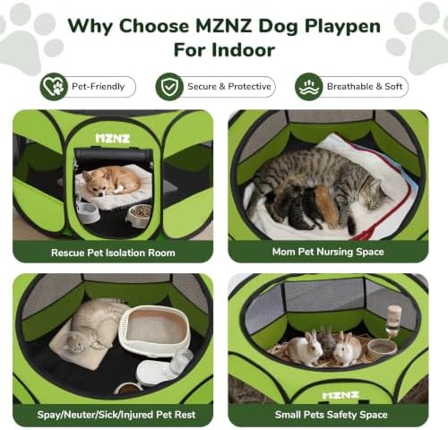 Dog Cat Small Animal Puppy Playpen Crate, Small, Whole Green - Image 3