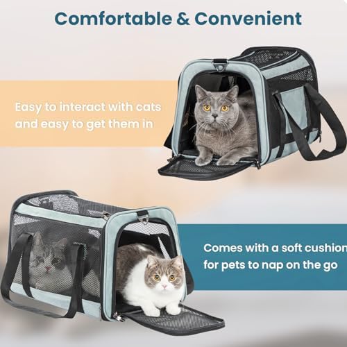 19 x 12 x 12 Large Cat Car Carrier – Roomy Escape-Proof Cat Car Seat for Safe Driving, Lockable Zippers & Safety Tether, Soft-Sided Travel Carrier for Road Trips & Vet Visits - Image 6