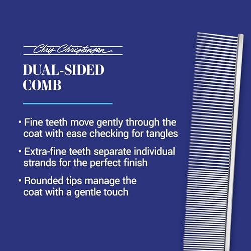 Chris Christensen 504 8.5 in. Fine/Coarse Greyhound-Style Butter Comb, Groom Like a Professional, Rounded Corners Prevent Friction and Breakage, Solid Brass Spin with Steel Teeth, Chrome Finish. - Image 3