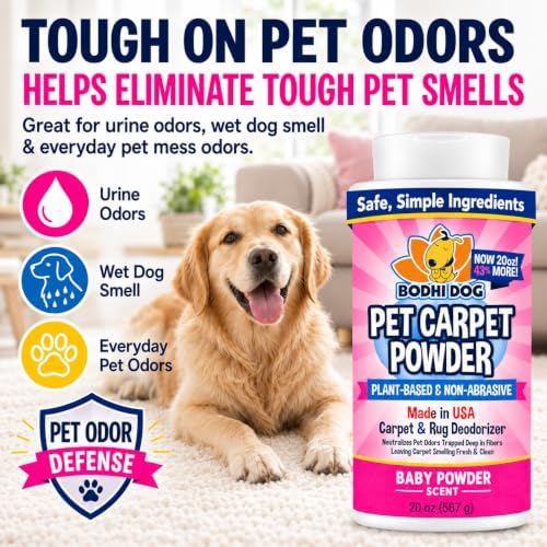 Bodhi Dog Natural Carpet Deodorizer Powder - Dry Pet Smell Eliminator & Urine Odor Remover - Loosens Fur & Dirt - Plant-Based Room Freshener for Vacuuming Home - Baby Powder (Pack of 1) - Image 3