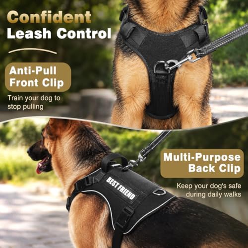 WINSEE No Pull Tactical Dog Harness and Leash Set with 2 Patches - Image 3