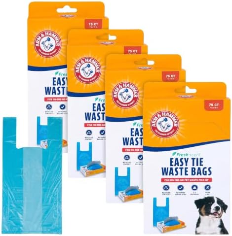ARM & HAMMER 71041 Easy-Tie Waste Bags, Blue, 75 Count - Pack of 4 by ARMHAMMER