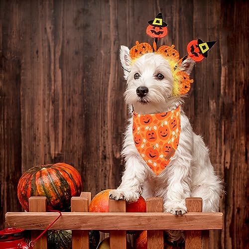 PTDECOR Halloween Dog Bandana, 2PCS Ghost Pumpkin Dog Scarf, Small - Image 2