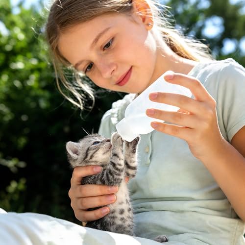 Newborn Pet Feeding Kit, 100ml Small Animal Nursing Bottle with BPA-Free Nipple, Oral Syringe, Measuring Cup & Cleaning Brush for Kittens, Puppies, Rabbits, Squirrels | Safe Hygienic Milk Feeder Set - Image 7