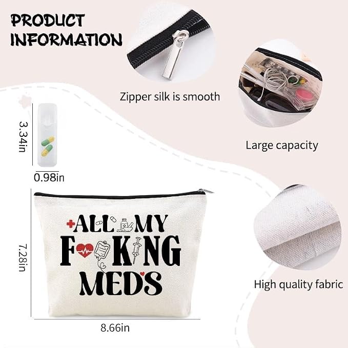 Medicine Storage Organizer Pouch Bag Travel Medication Bag Funny Pharmacist Gifts Physician Assistant Make Up Bags Family Nurse Practitioner Day Gifts for Women Men Cosmetic and Pill Bags Doctor Pouch - Image 3