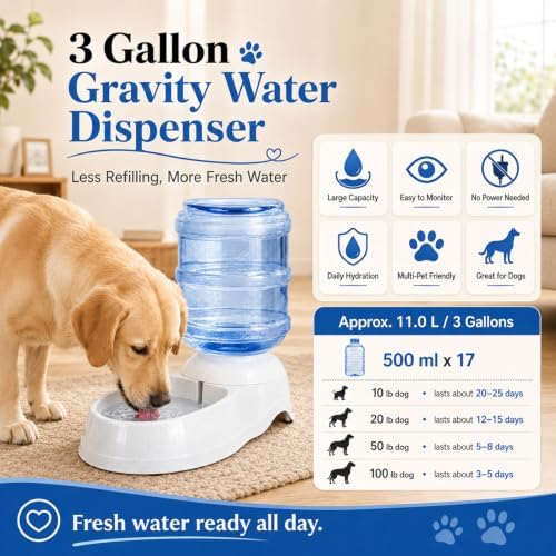 Pet Water Dispenser Station for Large Dogs and Cats,3 Gallon/11L Gravity Automatic Feeder, Cat Dog Water Fountain, Dog Water Bowl Dispenser,Large Breed Dog Drinking Fountain - Image 2