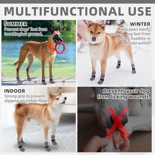 KOOLTAIL Dog Socks for Hot/Cold Pavement to Prevent Licking Paws,Dog Boots&Paw Protector for Hardwood Floors Anti Slip,Traction Control No Twist Grip Booties for Small Medium Large Senior Dogs S - Image 3