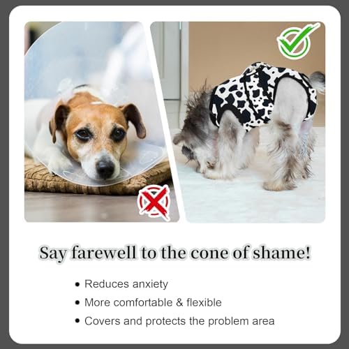 Dog Surgery Recovery Suit,Female Male Dog Onesie for Spay Neuter,Substitute E-Collar & Cone,Anti-Licking Breathable Onesie for Small Medium Large Dogs,Cow XL - Image 5