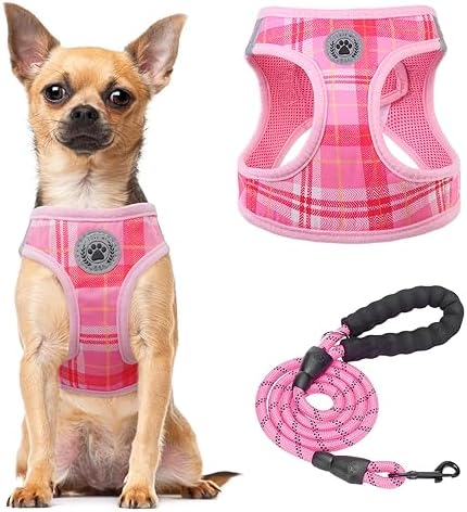 BEAUTYZOO Small Dog Harness and Leash Set, No Pull Puppy Pet Vest- Pink, XS by BEAUTYZOO
