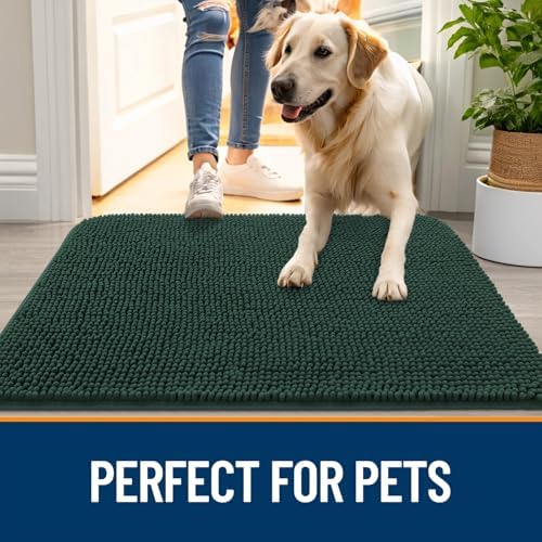 OLANLY Dog Door Mat for Muddy Paws 47x24, Super Absorbent Chenille Mud Mat - Image 6