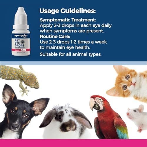 EYEMYCIN dog eye drops and cat eye drops , pet eye drop , Vet-Recommended Dog Eye Infection Treatment to Soothe Infection Allergy,Relieve Dry Eyes Pink Eyes, Pet Tear Stain Cleaner Horses (0,33 fl oz) - Image 6