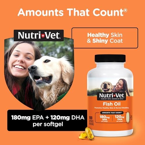 Nutri-Vet Fish Oil for Dogs, Omega 3 Skin Support, EPA & DHA, 100 Count - Image 2