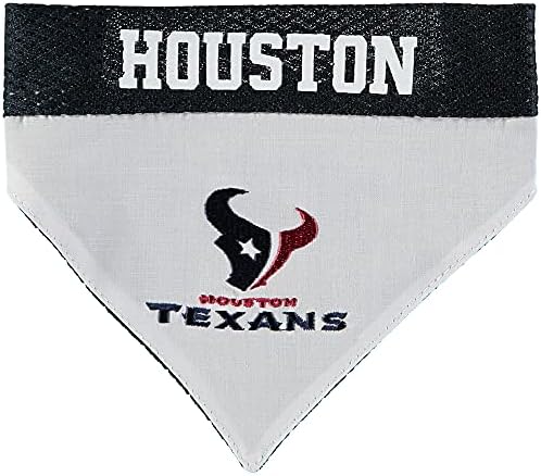 NFL DOG BANDANA - HOUSTON TEXANS REVERSIBLE PET BANDANA. 2 Sided Sports Bandana with a PREMIUM Embroidery TEAM LOGO, Large/X-Large. - 2 Sizes & 32 NFL Teams available by PETSFIRST