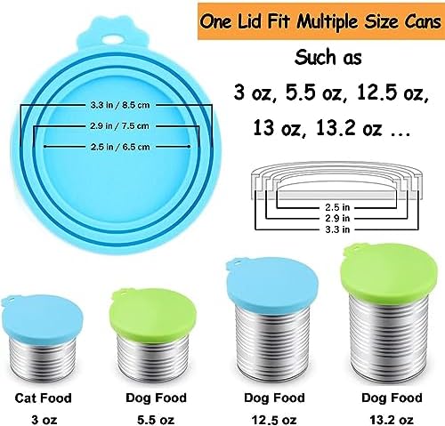 Comtim Pet Food Can Cover Silicone Can Lids for Dog and Cat Food(Universal Size,One fit 3 Standard Size Food Cans),Blue and Green - Image 3
