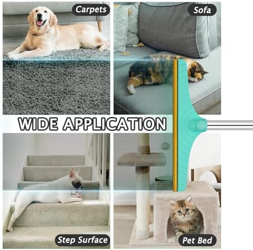 Carpet Rake for Pet Hair Removal - Reusable Pet Hair Remover, 45” Adjustable Long Handle Cat Dog Carpet Rake Scraper with Patented Design, Dog Hair Rake Brush for Rugs, Mats - Image 6