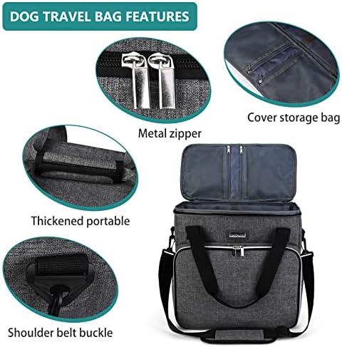 BAGLHER Dog Travel Bag, Pet Travel Bag (ALL Pet Travel Supplies), With 2 Pet Food Containers and 2 Collapsible Silicone Bowls; Essential Kits for Pet Travel Grey - Image 4