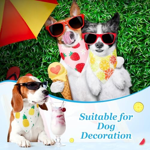 Weewooday 50 Pcs Fruit Dog Bandanas Bulk for Summer Soft Bibs Adjustable Triangle Pet Bandana for Small Medium Large Costume(Fruits Pattern, 25.6 x 17.7 x 17.7 Inch) - Image 2