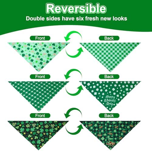 St. Patrick's Day Dog Bandanas XLarge 3PCS, Green Scarf for Boy Girl - Image 4