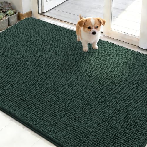 OLANLY Dog Door Mat for Muddy Paws 50x30, Super Absorbent Chenille Mud Mat by OLANLY