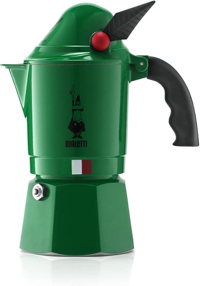 Bialetti Moka Express Alpina Stovetop Espresso Maker – Iconic Italian Moka Pot for Espresso Coffee, 3 Espresso Cups (4.3 oz / 130 mL), Aluminum, Green by Bialetti