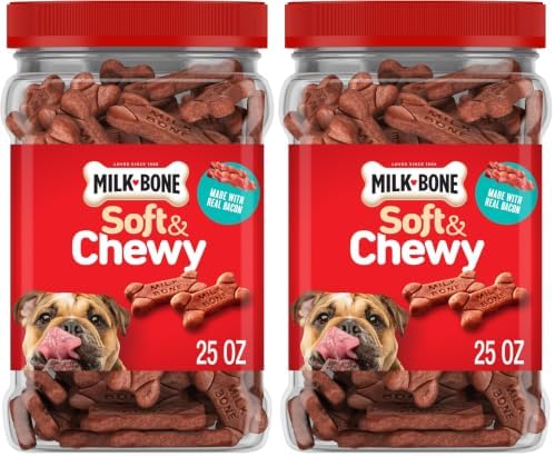 Milk-Bone Soft & Chewy Dog Treats, Made with Real Bacon, 25 Ounce Canister (Pack of 2) by Milk-Bone