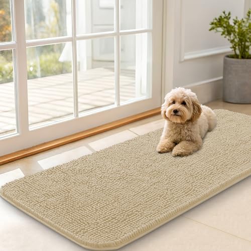 OLANLY Dog Door Mat for Muddy Paws 47x20, Super Absorbent Chenille Mud Mat by OLANLY