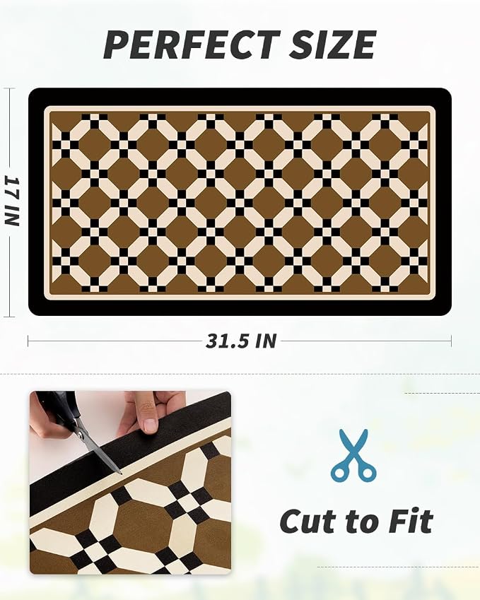AMOAMI Coffee Mat Hide Stain Rubber Backed Absorbent Dish Drying Mat for Kitchen Counter - Fits Under Coffee Maker or Machine - PEANUT 17x31.5 - Image 7