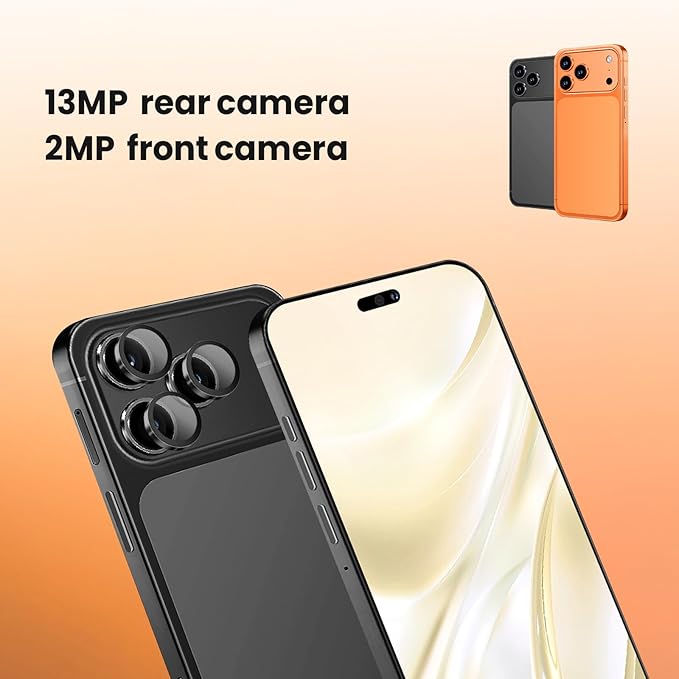 Unlocked 4G LTE Android Phone, 6.6-inch Screen, 3GB RAM + 16GB ROM/TF 256GB, Dual SIM, Dual Camera, Suitable for Beginners (97orange) - Image 2