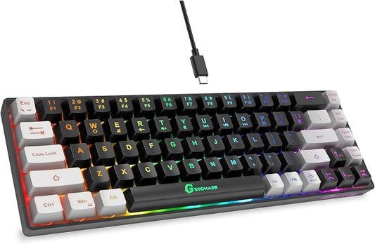 GEODMAER 65% Gaming Keyboard, LED Backlit Mini Wired Gaming Keyboard, Ultra-Compact Anti-Ghosting No-Conflict 68 Keys Gaming Wired Keyboard for PC Laptop Gamer by GEODMAER