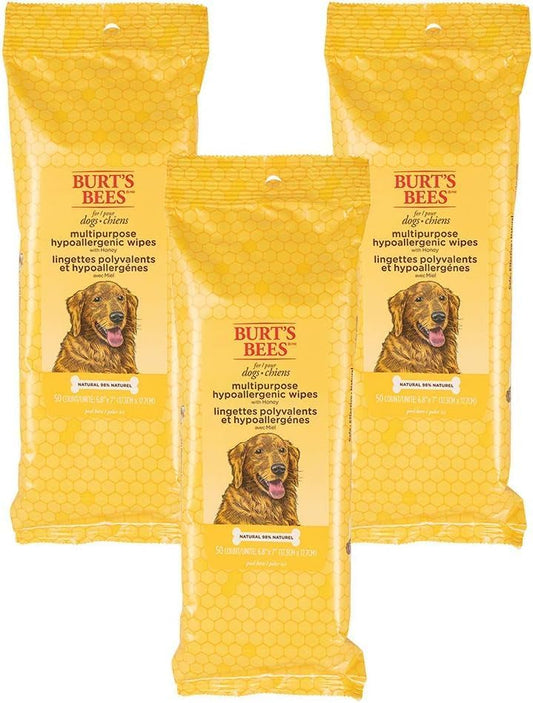 Burts Bees for Pets Honey Multipurpose Dog Grooming Wipes, 50 Count, 3-Pack by BurtsBeesforPets