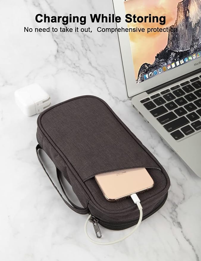 GOX Cable Organizer Pouch – Case for Chargers and Cords, Cord Organizer Travel Black, Small Cable Organizer Bag for Earbuds & Tech Accessories(Black) - Image 4