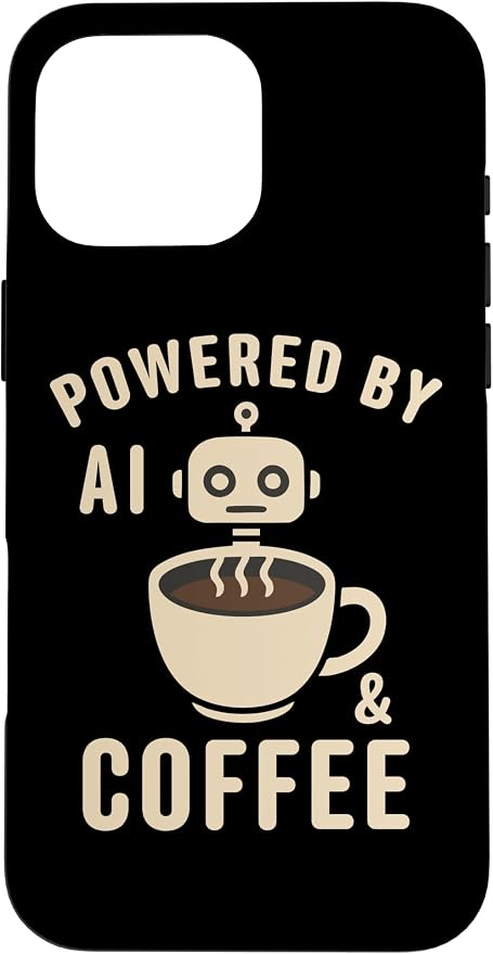 Powered by AI and Coffee Robot Case for iPhone 16 Pro Max by Unknown