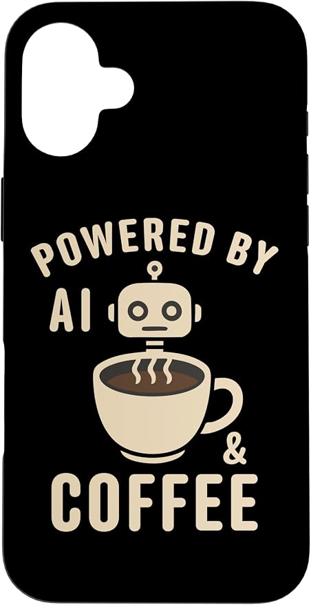 Powered by AI and Coffee Robot Case for iPhone 16 Plus by Unknown