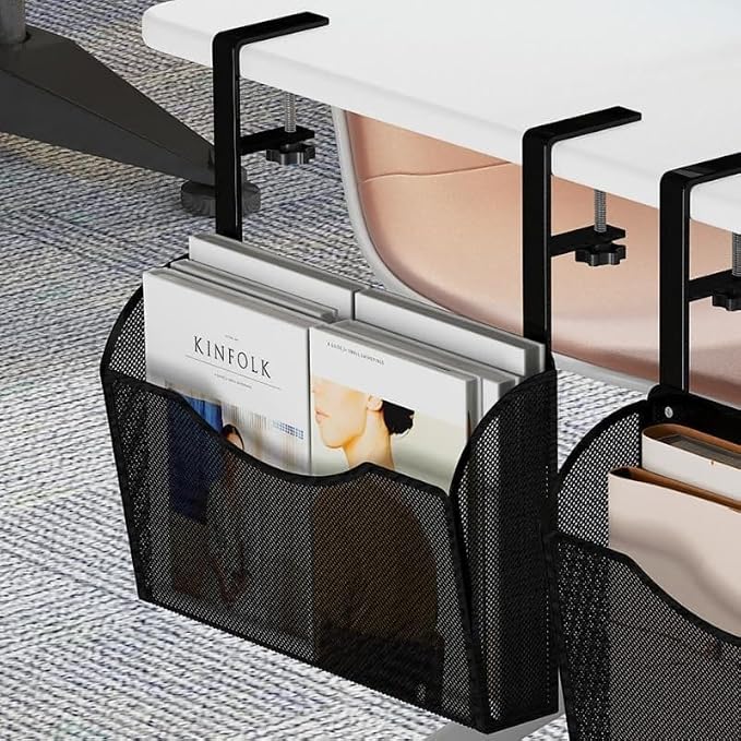 INLDY Under Desk Drawer, Desk Side Storage, Hanging Desks Organizer, Clamp On Mesh Metal Desks Organizer for Office and Home (Black) by Unknown