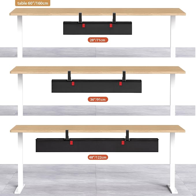 Univivi No Drill Under Desk Cable Management Tray, 48 inch Cable Management | Clamp/Screw Mount Desk Cable Organizer, Premium Fabric Cable Management Tray, Large Capacity Cord Organizer for Office, Home - Image 8