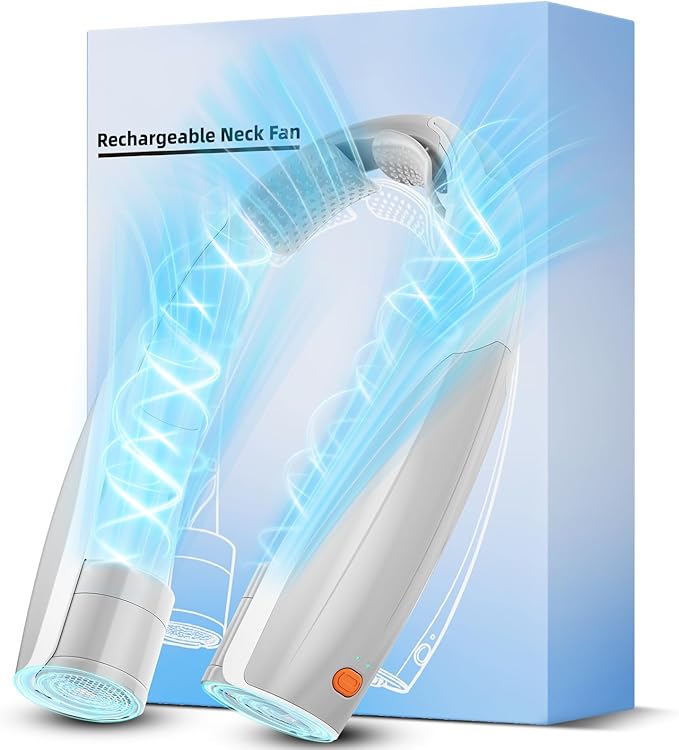 Portable Neck Fan, 6 Speeds Rechargeable Personal Fan with AI Chips, Hands-Free 360° Faster Cooling Wearable Fan, Ultra Quiet for Home, Office, Travel, Indoor, Outdoor - Grey by Unknown