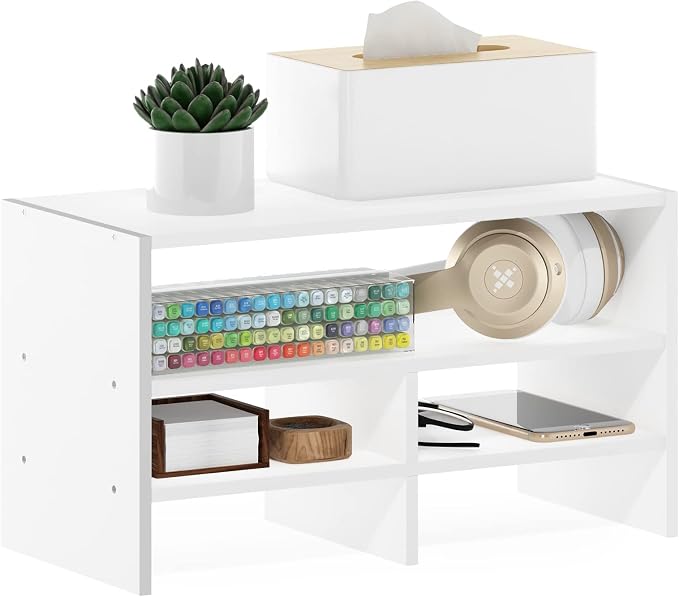 Furinno Hermite Desk Top Organizing Shelf Bookcase, White by Furinno-FitsYourSpaceFitsYourBudget