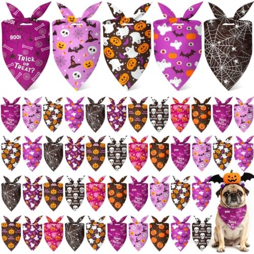 Weewooday 50 Pcs Halloween Dog Bandanas Bulk for Small Dog Lover Gifts by Weewooday