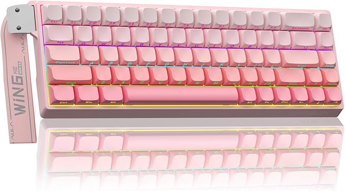 AULA WIN68 HE Mechanical Gaming Keyboard 60%, Hall Effect Magnetic Switch, Fast Trigger Mode Adjustable Actuation, 8000Hz Polling Rate, RGB Backlit, Wired Pink Keyboard for Laptop/PC Gamer by AULA