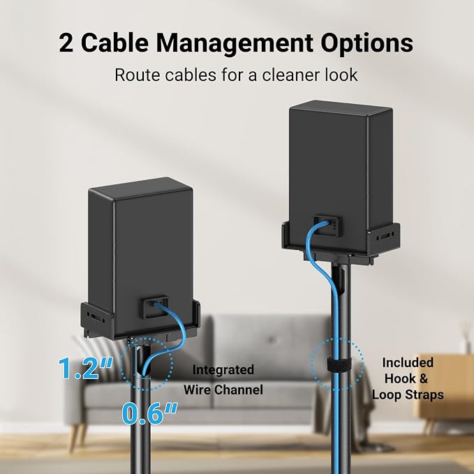 PERLESMITH Universal Speaker Stands for Surround Sound -Height Adjustable Extend 33.3”to 45.1”, Floor Speaker Stand for Satellite & Studio & Bookshelf Speakers up to 11LBS,1 Pair Black, PSSS2 - Image 6