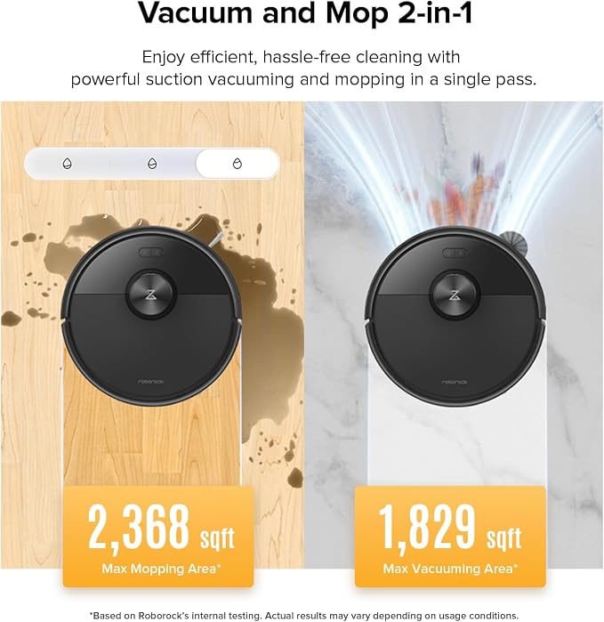roborock Q7 M5 Robot Vacuum and Mop Combo, 10,000Pa HyperForce Suction | Dual Anti-Tangle System, APP-Controlled Mopping, LiDAR Navigation, Robotic Vacuum Cleaner for Pet Hair and Carpet, Black - Image 5