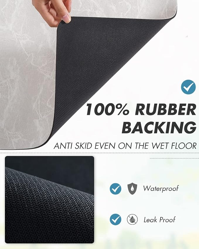 AMOAMI-Coffee Mat Hide Stain Rubber Backed Absorbent Dish Drying Mat for Kitchen Counter-Coffee Bar Accessories Fit Under Coffee Maker, Espresso Machine, Pot, Dish Rack,Light Grey 16X24 - Image 5