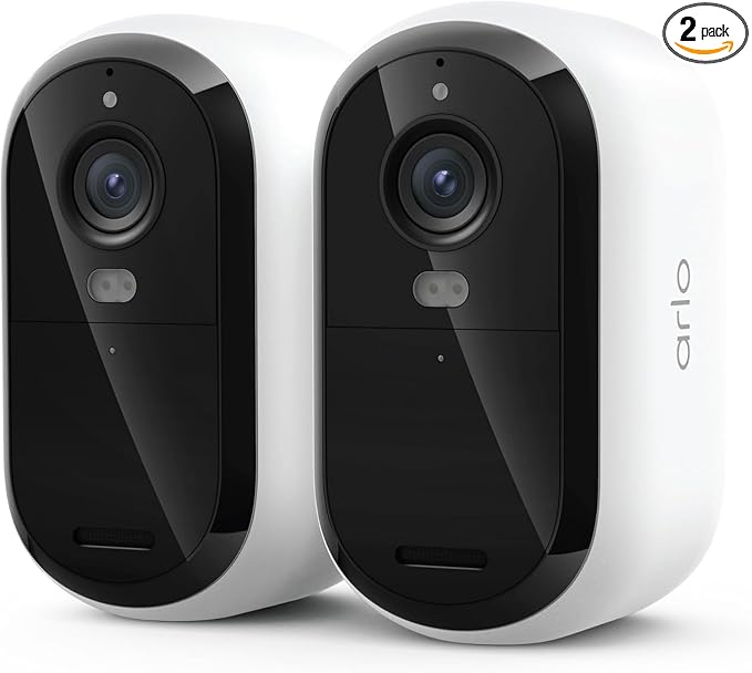 Security Cameras Wireless Outdoor - Arlo Essential Battery 2K (3rd Gen, Latest Version), Color Night Vision, Two-Way Audio, Home Security, Person/Package/Vehicle/Animal Detection, White - 2-Pack by Unknown