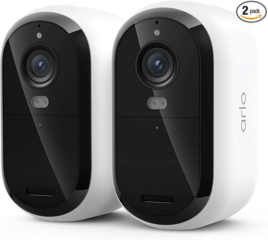 Security Cameras Wireless Outdoor - Arlo Essential Battery 2K (3rd Gen, Latest Version), Color Night Vision, Two-Way Audio, Home Security, Person/Package/Vehicle/Animal Detection, White - 2-Pack by Unknown